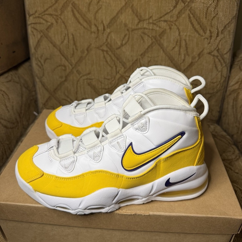 Nike Air Max Uptempo 95 Men's 8 White Yellow Lakers Athletic Shoes CK0892 102